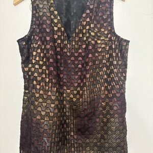 Worthington Black and Gold Textured Top